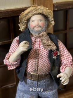 Dolls house miniature 112 ARTISAN vintage yokel /hillbilly doll by JILL BENNETT