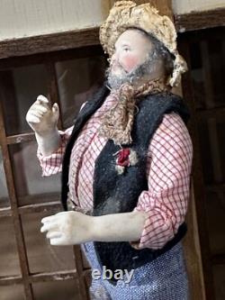 Dolls house miniature 112 ARTISAN vintage yokel /hillbilly doll by JILL BENNETT