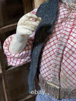 Dolls house miniature 112 ARTISAN vintage yokel /hillbilly doll by JILL BENNETT