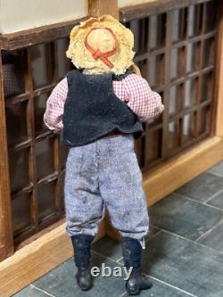 Dolls house miniature 112 ARTISAN vintage yokel /hillbilly doll by JILL BENNETT