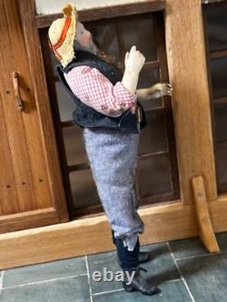 Dolls house miniature 112 ARTISAN vintage yokel /hillbilly doll by JILL BENNETT