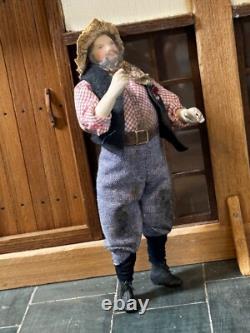 Dolls house miniature 112 ARTISAN vintage yokel /hillbilly doll by JILL BENNETT