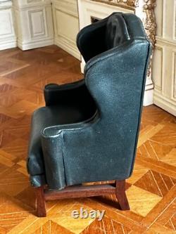 Dolls house miniature 112 ARTISAN wingback chair by MAGGIE BROWN
