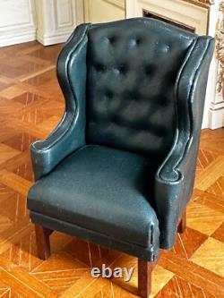 Dolls house miniature 112 ARTISAN wingback chair by MAGGIE BROWN