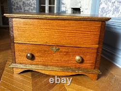 Dolls house miniature 112 ARTISAN wooden chest blanket box ottamon