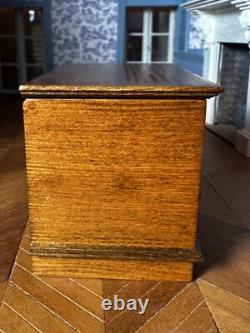 Dolls house miniature 112 ARTISAN wooden chest blanket box ottamon