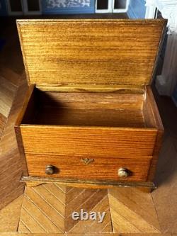 Dolls house miniature 112 ARTISAN wooden chest blanket box ottamon