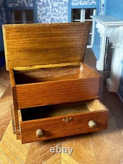 Dolls house miniature 112 ARTISAN wooden chest blanket box ottamon