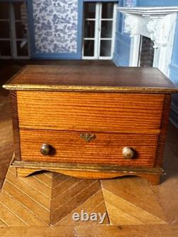 Dolls house miniature 112 ARTISAN wooden chest blanket box ottamon