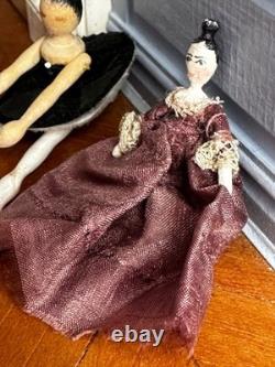 Dolls house miniature 112 ARTISAN wooden peg doll by JUDITH SOTRIFFER + 1