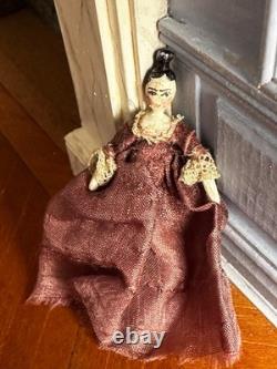 Dolls house miniature 112 ARTISAN wooden peg doll by JUDITH SOTRIFFER + 1