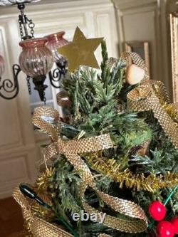 Dolls house miniature 112 HAND CRAFTED Xmas tree + lights