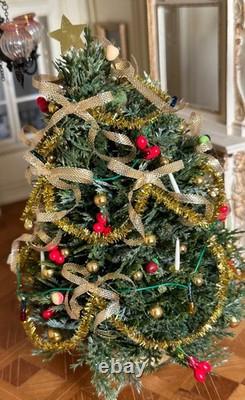 Dolls house miniature 112 HAND CRAFTED Xmas tree + lights