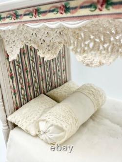 Dolls house miniature 112 HANDCRAFTED bedroom set canopy bed, cabinet