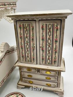 Dolls house miniature 112 HANDCRAFTED bedroom set canopy bed, cabinet