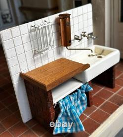 Dolls house miniature 112 HANDCRAFTED butler sink + copper water heater