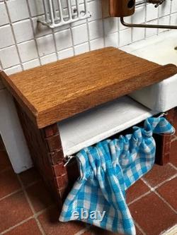 Dolls house miniature 112 HANDCRAFTED butler sink + copper water heater