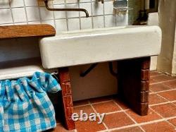 Dolls house miniature 112 HANDCRAFTED butler sink + copper water heater