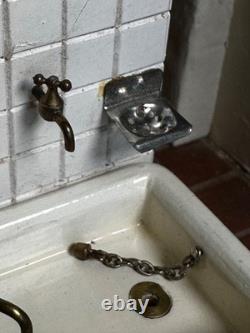 Dolls house miniature 112 HANDCRAFTED butler sink + copper water heater