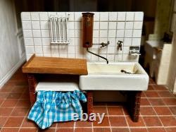 Dolls house miniature 112 HANDCRAFTED butler sink + copper water heater