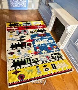 Dolls house miniature 112 HANDCRAFTED needlework nursery / children's rug