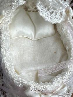 Dolls house miniature 112 HANDMADE cot cradle + baby doll + bedding