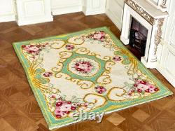 Dolls house miniature 112 LARGE needlework rug 200 mm x 240 mm