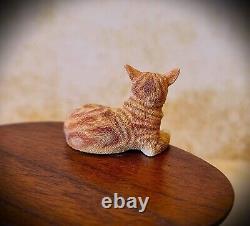 Dolls house miniature 112 Scale Sarah Hendry Ginger Shelf Sitting Tabby Cat