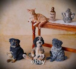 Dolls house miniature 112 Scale Sarah Hendry Ginger Shelf Sitting Tabby Cat