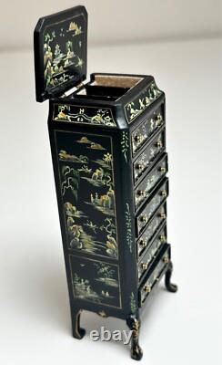 Dolls house miniature 112 hand painted Oriental jewellery cabinet by JIAYI