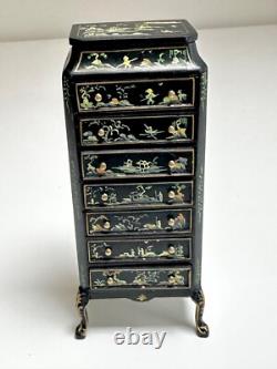 Dolls house miniature 112 hand painted Oriental jewellery cabinet by JIAYI