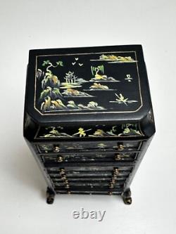 Dolls house miniature 112 hand painted Oriental jewellery cabinet by JIAYI