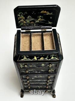 Dolls house miniature 112 hand painted Oriental jewellery cabinet by JIAYI
