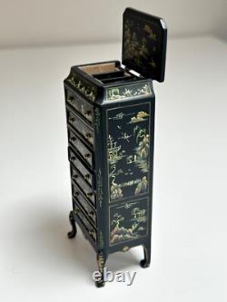 Dolls house miniature 112 hand painted Oriental jewellery cabinet by JIAYI