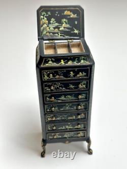 Dolls house miniature 112 hand painted Oriental jewellery cabinet by JIAYI