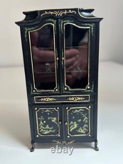 Dolls house miniature 112 hand painted black Oriental glazed dresser by JIAYI