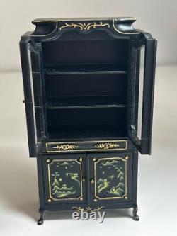 Dolls house miniature 112 hand painted black Oriental glazed dresser by JIAYI