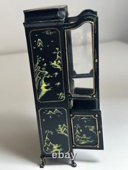 Dolls house miniature 112 hand painted black Oriental glazed dresser by JIAYI