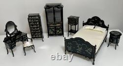 Dolls house miniature 112 hand painted black Oriental glazed dresser by JIAYI