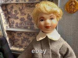 Dolls house miniature 112 porcelain boy + girl doll by JILL NIX -Fully Poseable