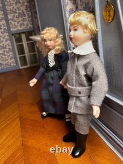 Dolls house miniature 112 porcelain boy + girl doll by JILL NIX -Fully Poseable