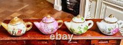 Dolls house miniature 112 porcelain teapots x 4 by RACHEL MUNDAY
