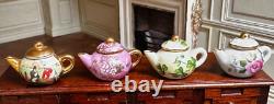Dolls house miniature 112 porcelain teapots x 4 by RACHEL MUNDAY