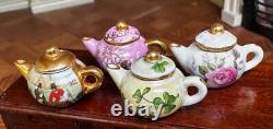 Dolls house miniature 112 porcelain teapots x 4 by RACHEL MUNDAY