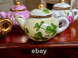 Dolls house miniature 112 porcelain teapots x 4 by RACHEL MUNDAY