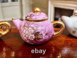 Dolls house miniature 112 porcelain teapots x 4 by RACHEL MUNDAY