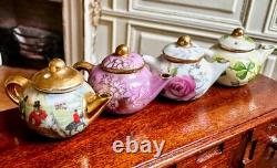 Dolls house miniature 112 porcelain teapots x 4 by RACHEL MUNDAY