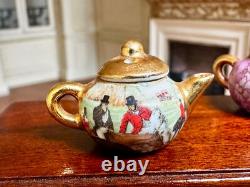 Dolls house miniature 112 porcelain teapots x 4 by RACHEL MUNDAY