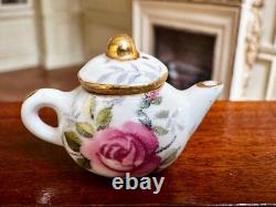 Dolls house miniature 112 porcelain teapots x 4 by RACHEL MUNDAY