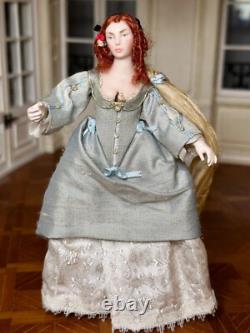 Dolls house miniature 112 pretty Stuart lady doll by JILL BENNETT